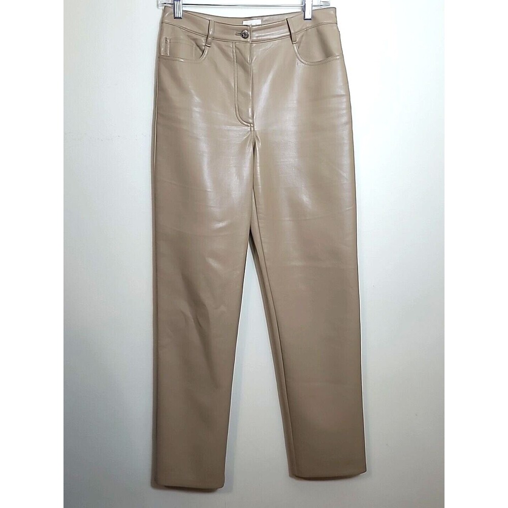 Wilfred Womens Faux Leather Flat Front Tan Trouser Pants Size 6